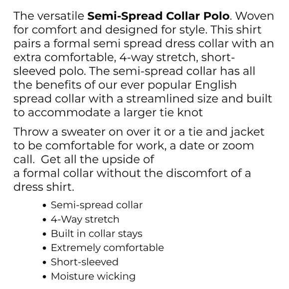 Collars & Co. Semi-spread Collar Polo, Navy Blue Size Large NEW - Picture 11 of 11